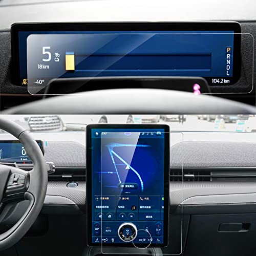 Carwiner 2PCS Screen Protector Compatible with 2021-2026 Mustang Mach-E, 15.5 Inch Navigation + 10.2 Inch Dashboard Set, Center Control Tempered Glass Accessories - Image 2