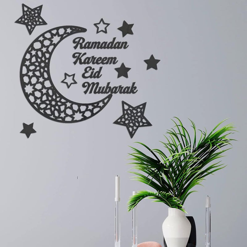 باينانت زينة رمضان للمنزل 2025 عيد أكريليك مبارك ملصقات حائط رمضان كريم لافتة هلال أسود زجاج نافذة ملصق مسجد إسلامي مسلم عيد الأضحى فن الديكور - Image 3