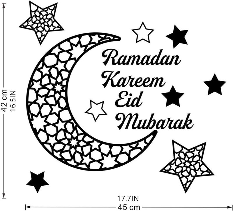 باينانت زينة رمضان للمنزل 2025 عيد أكريليك مبارك ملصقات حائط رمضان كريم لافتة هلال أسود زجاج نافذة ملصق مسجد إسلامي مسلم عيد الأضحى فن الديكور - Image 2
