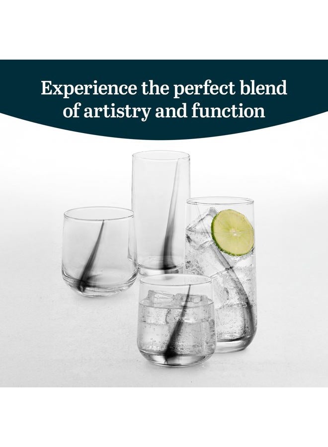 LIBBEY Ascent Black Ribbon 16 Piece Tumbler and Rocks Glass Set - Image 2