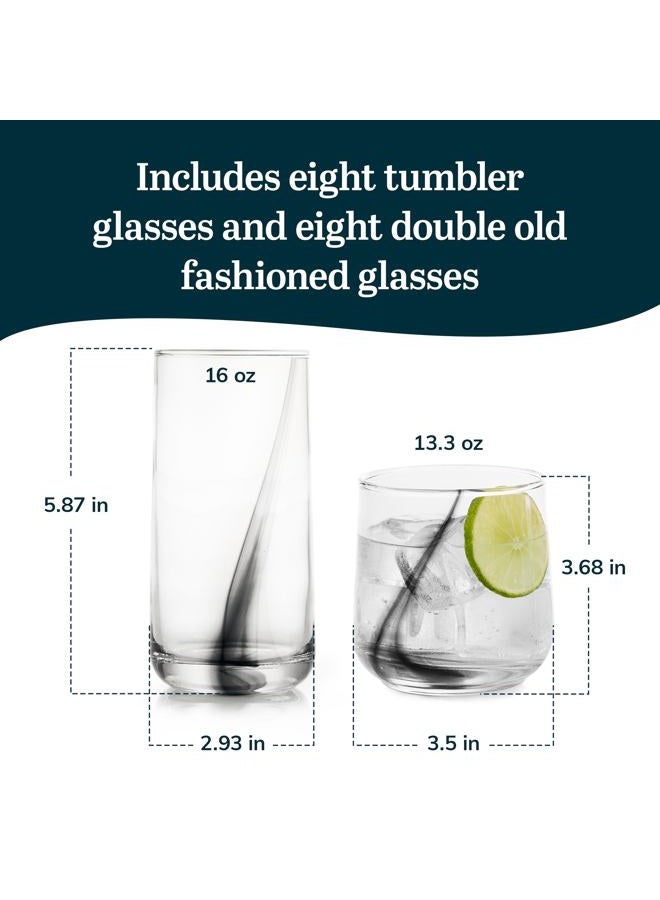 LIBBEY Ascent Black Ribbon 16 Piece Tumbler and Rocks Glass Set - Image 3