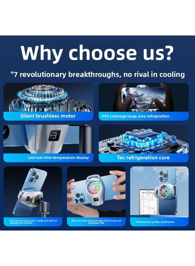 Live Mobile Phone Radiator Semiconductor Refrigeration Digital Display Back Clip Cooling Artifact Desktop Floor Multifunctional Fan-Color:Mobile - Image 5