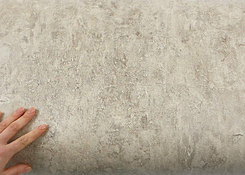ROSEROSA Peel and Stick PVC Faux Stone Self-Adhesive Wallpaper Covering Counter Top Shelf Liner (AB010 : 2.00 Feet X 6.56 Feet) Beige - Image 3