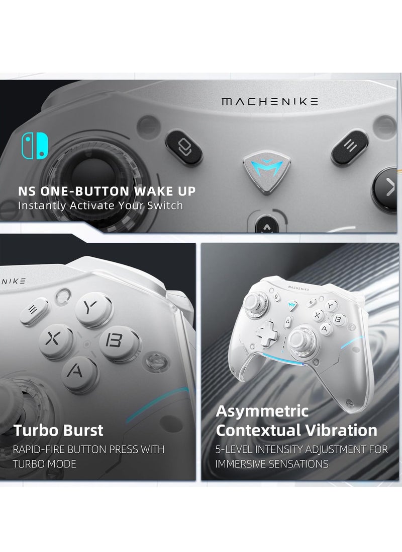 MACHENIKE - Machenike G5 Pro Switch Controller, USB/Bluetooth 5.0/2.4G, with Programmable ons, Joystick, Hall Trigger, Kaihua Micro Switch, Switch Remote Gamepad for PC, NS, iOS, Android, TV Box (White) - Image 1