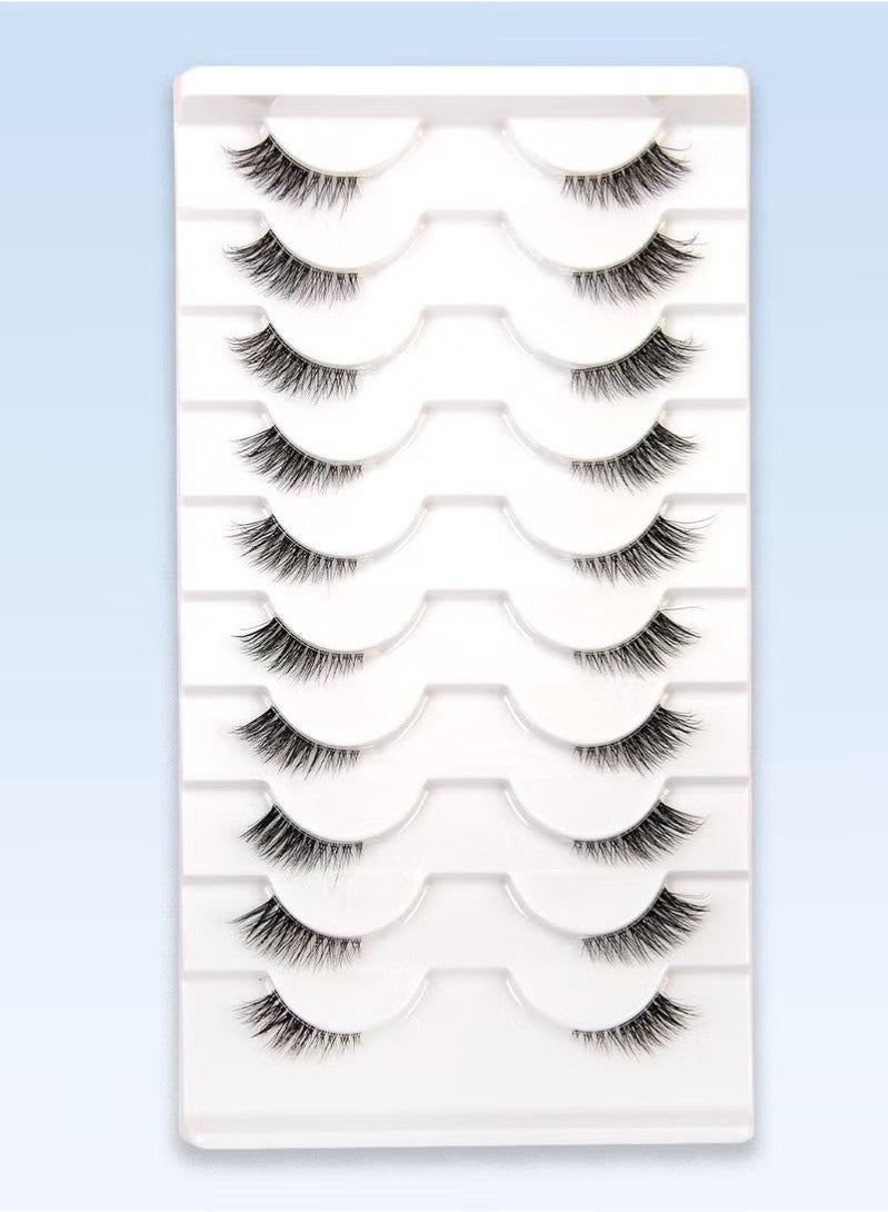 GlamKit Cat Eye Lashes, Natural Half Lashes, False Eyelashes Set, Cat Eye 3D Artificial Lashes, Fluffy and Soft 10 Pairs Lash Set - Image 2
