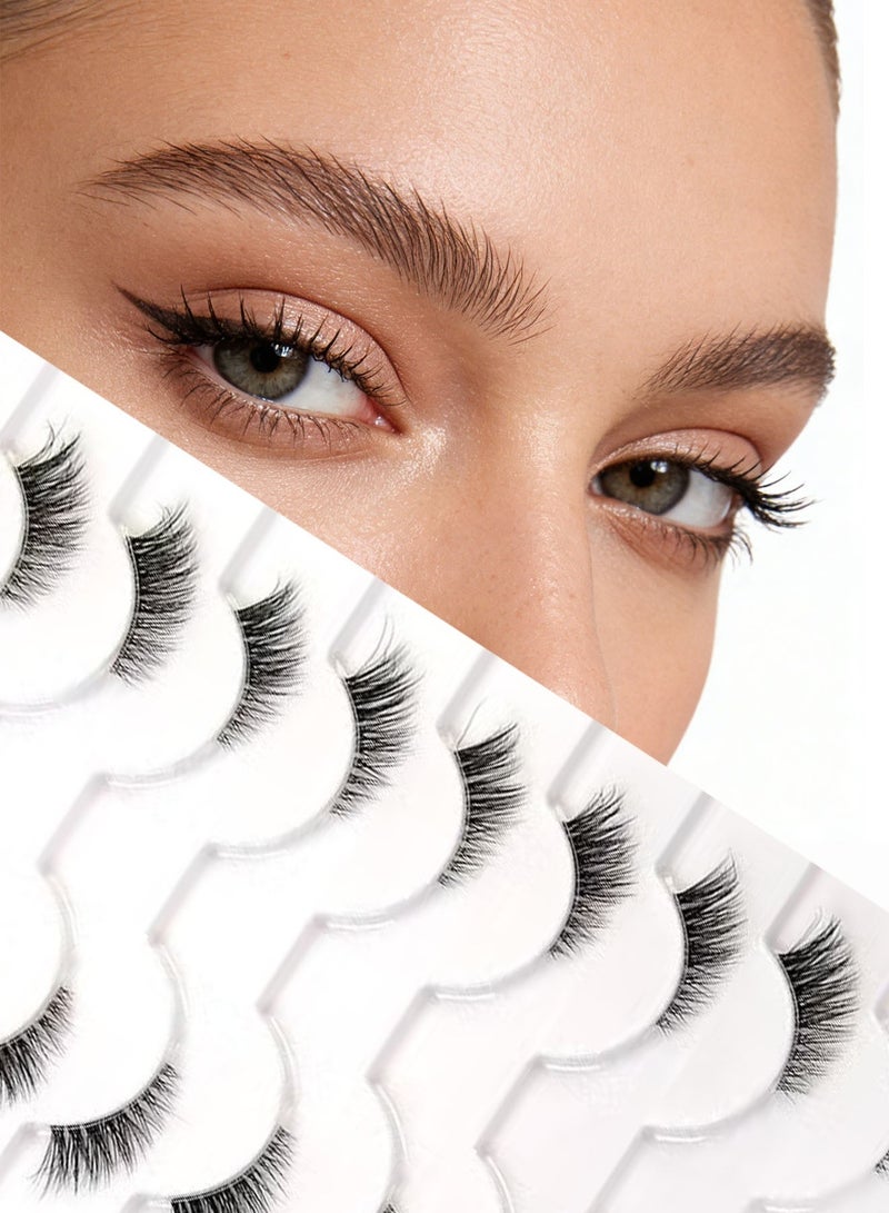 GlamKit Cat Eye Lashes, Natural Half Lashes, False Eyelashes Set, Cat Eye 3D Artificial Lashes, Fluffy and Soft 10 Pairs Lash Set - Image 1