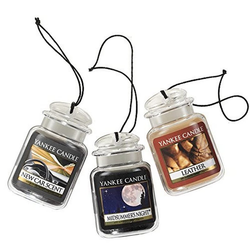 Yankee Candle Car Air Fresheners Hanging Car Jar Ultimate 3-Pack Neutralizes Odors Up To 30 Days Includes: 1 Leather 1 Midsummer's Night and 1 New Scent - Image 4
