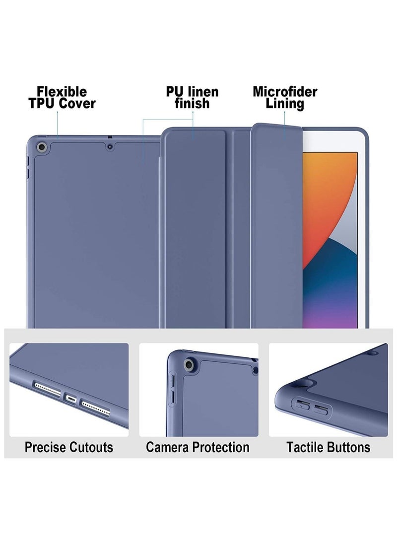 iPad 9th/8th/7th Generation case (2021/2020/2019) iPad 10.2-Inch Case with Pencil Holder [Sleep/Wake] Slim Soft TPU Back Smart Magnetic Stand Protective Cover Cases