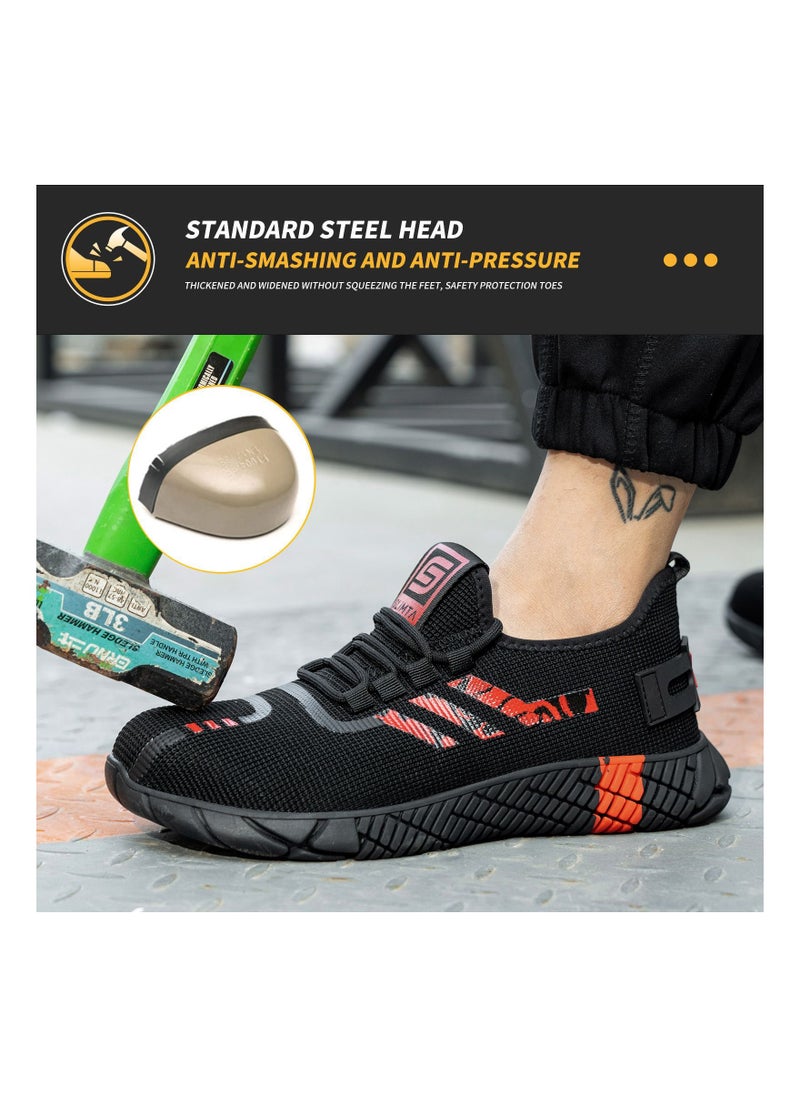 SLIMTA - SLIMTA Men Women Safety Shoes Non-Slip Steel Toe Cap Trainers Mesh Breathable Lightweight Comfortable Puncture Proof Industrial Shoes - Image 1