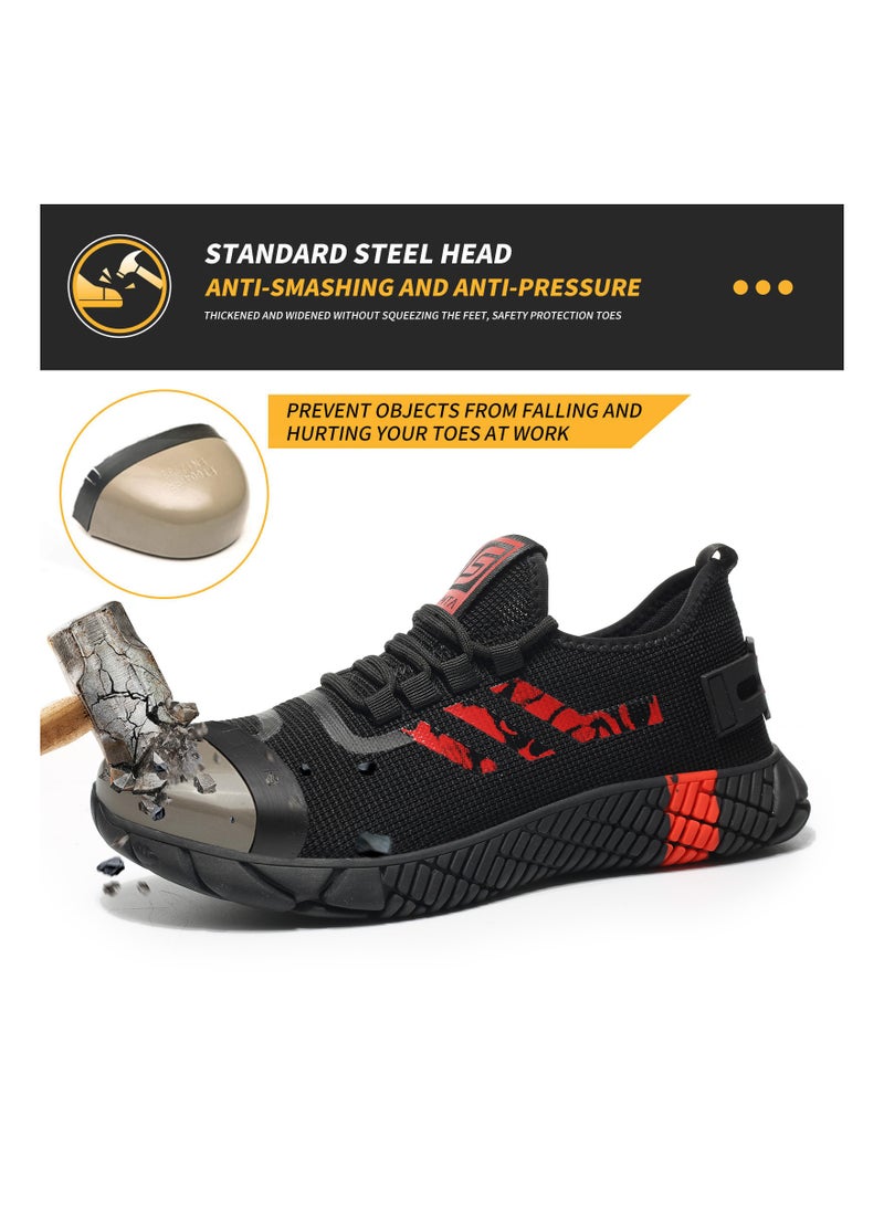 SLIMTA - SLIMTA Men Women Safety Shoes Non-Slip Steel Toe Cap Trainers Mesh Breathable Lightweight Comfortable Puncture Proof Industrial Shoes - Image 1