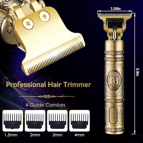 SHOPOBOX Hair Trimmer For Men Buddha Style Trimmer, Hair Clipper, Adjustable Blade Clipper, Hair Trimmer And Shaver For Men, Retro Oil Head Close Cut Precise Hair Machine(Style-2), Multicolour - Image 2