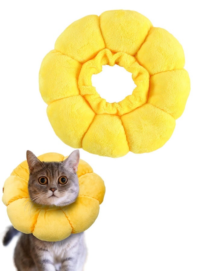 Cat Small Dog Recovery Collar, Cute Sunflower Neck Cone After Surgery, Adjustable Pet E Collar (M Size) - Image 1