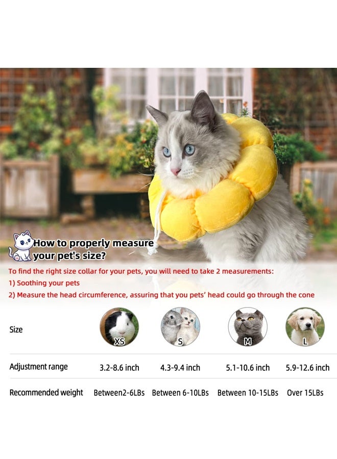 Cat Small Dog Recovery Collar, Cute Sunflower Neck Cone After Surgery, Adjustable Pet E Collar (M Size) - Image 2