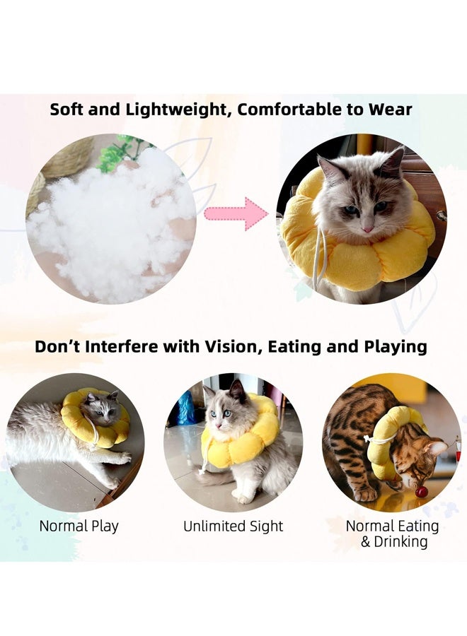 Cat Small Dog Recovery Collar, Cute Sunflower Neck Cone After Surgery, Adjustable Pet E Collar (M Size) - Image 4
