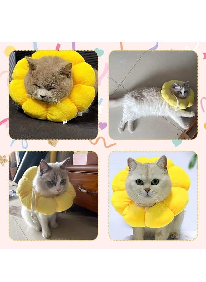 Cat Small Dog Recovery Collar, Cute Sunflower Neck Cone After Surgery, Adjustable Pet E Collar (M Size) - Image 3