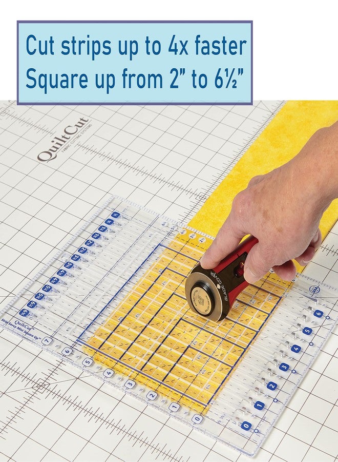 QuiltCut مسطرة خياطة اللحف الصغيرة ذات الفتحات المربعة من QuiltCut Strip Savvy - QCGE3 (8½ بوصة × 12 بوصة) - Image 3