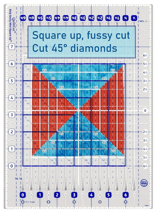 QuiltCut مسطرة خياطة اللحف الصغيرة ذات الفتحات المربعة من QuiltCut Strip Savvy - QCGE3 (8½ بوصة × 12 بوصة) - Image 4
