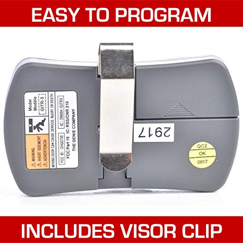 Genie جهاز فتح باب المرآب عن بُعد من جيني 3 أزرار - يتحكم في ما يصل إلى 3 أجهزة فتح أبواب المرآب - متوافق فقط مع أجهزة فتح أبواب المرآب من جيني إنتيلي كود باستخدام 390 ميجاهرتز - الطراز GITR-3 - Image 2