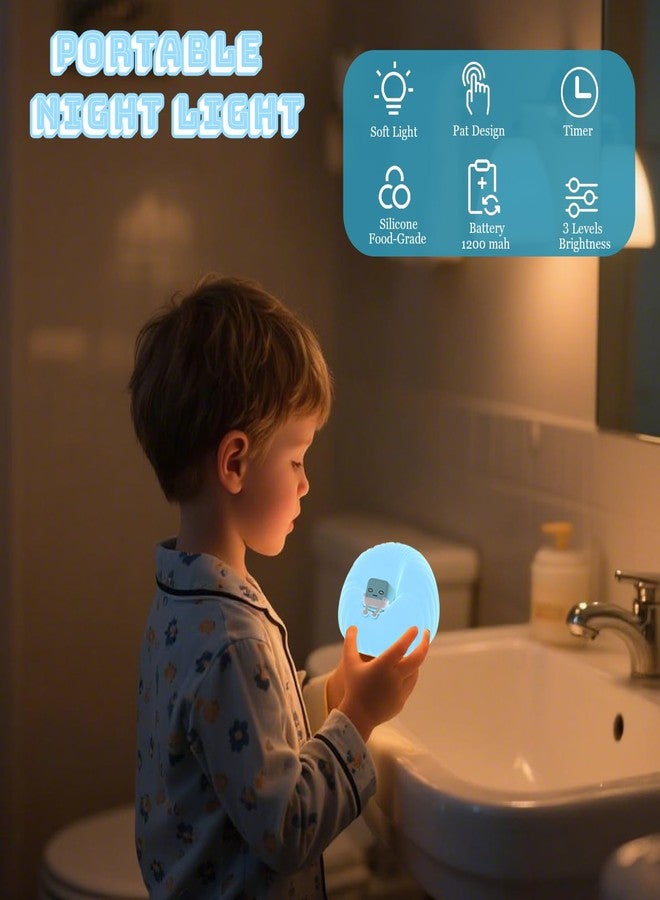 AVEKI Cute Sofa Night Light for Kids - Dimmable Silicone Touch Lamp with Timer, Portable Squishy Night Light for Baby Nursery Rechargeable Sofa Lamps Lights for Kids Room Decor Gifts for Toddler (Blue) - Image 3