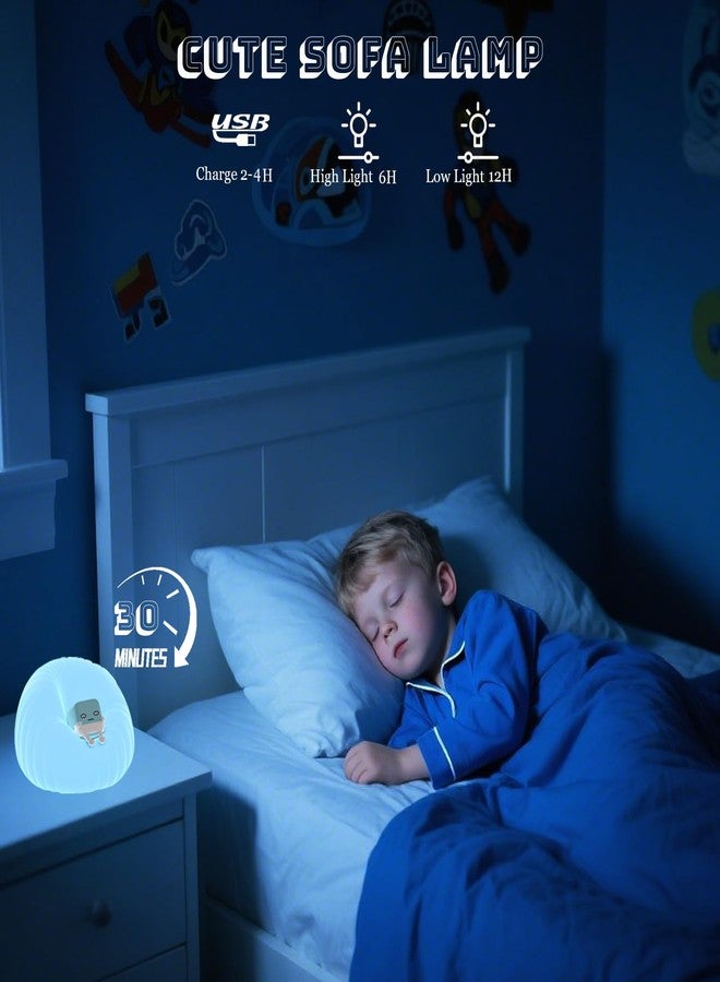 AVEKI Cute Sofa Night Light for Kids - Dimmable Silicone Touch Lamp with Timer, Portable Squishy Night Light for Baby Nursery Rechargeable Sofa Lamps Lights for Kids Room Decor Gifts for Toddler (Blue) - Image 5