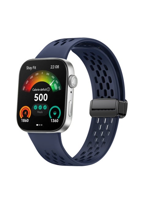 Silicone Magnetic Strap Replacement for Huawei Watch Fit 4 Pro/Fit 4/Fit 3,Breathable Mesh Soft Silicone Band with Magnetic Buckle Compatible with Huawei Fit 4 Pro/4/3,Blue