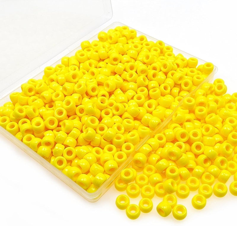 Looconi Amaney Yellow Pony Beads with Storage Box 6x9mm Acrylic Beads 500pcs for Jewelry Making - Image 1