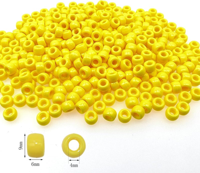 Looconi Amaney Yellow Pony Beads with Storage Box 6x9mm Acrylic Beads 500pcs for Jewelry Making - Image 2