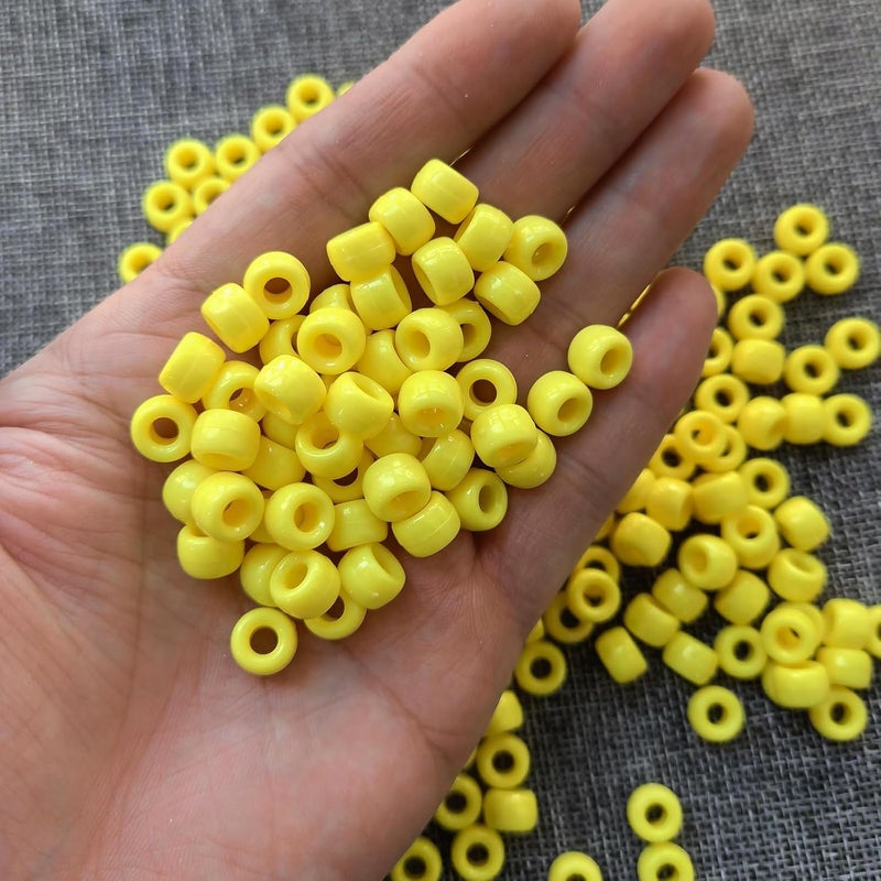 Looconi Amaney Yellow Pony Beads with Storage Box 6x9mm Acrylic Beads 500pcs for Jewelry Making - Image 3