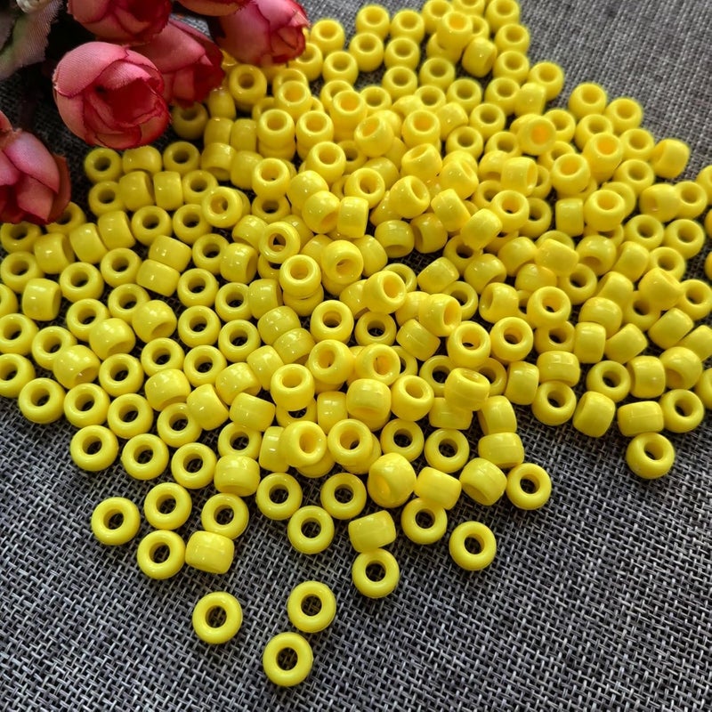 Looconi Amaney Yellow Pony Beads with Storage Box 6x9mm Acrylic Beads 500pcs for Jewelry Making - Image 4