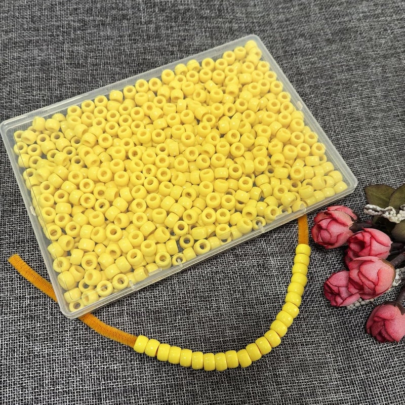 Looconi Amaney Yellow Pony Beads with Storage Box 6x9mm Acrylic Beads 500pcs for Jewelry Making - Image 5