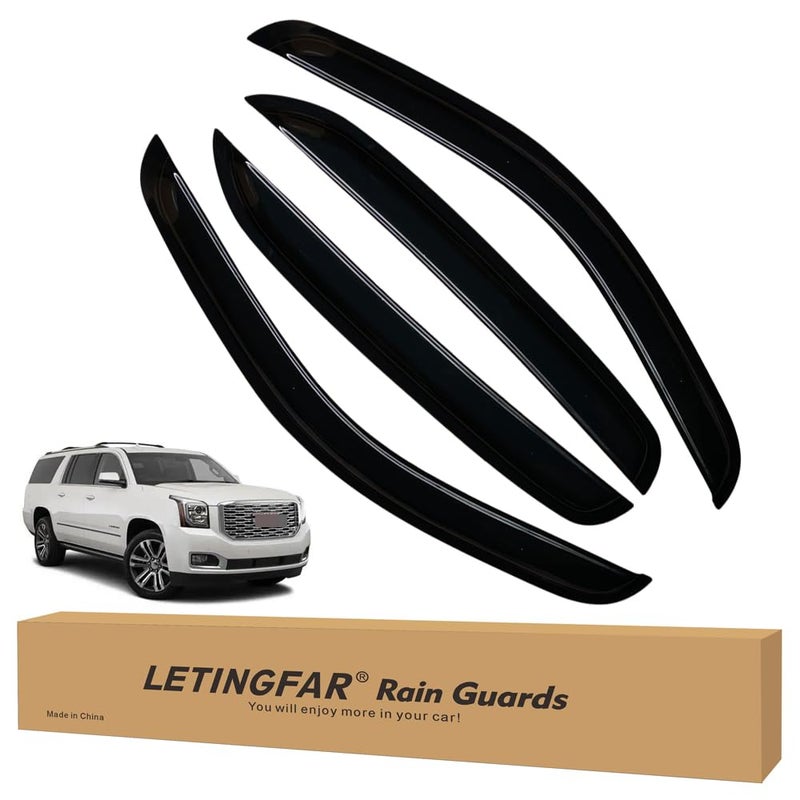 LETINGFAR Window Visors Rain Guards for Chevy TahoeGMC Yukon 2007 2008 2009 2010 2011 2012 2013 2014 Accessories Wind Deflectors Vent Shades for TahoeYukon Not for Yukon XL
