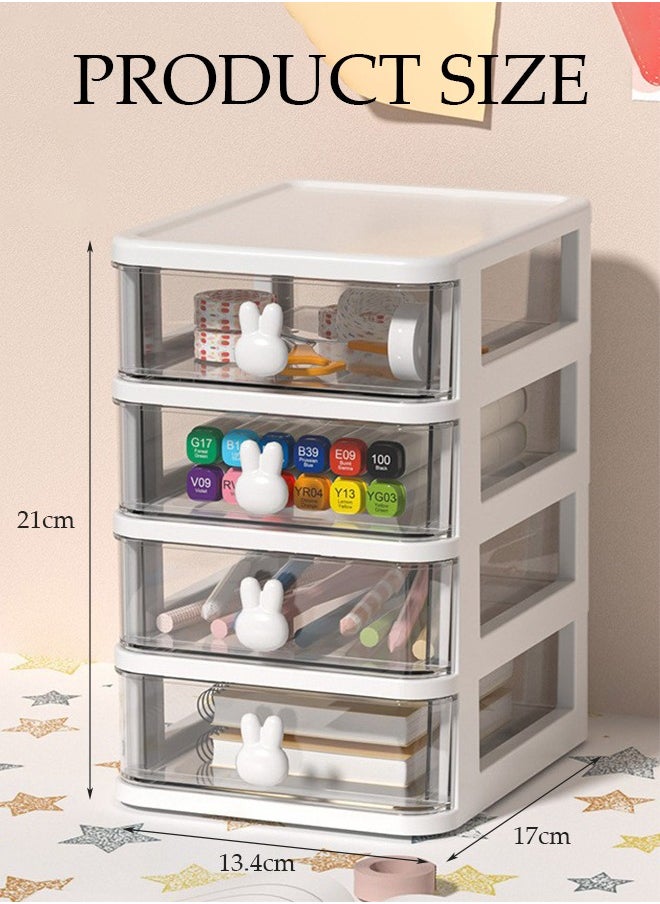 DUNISO Desk Organizer with Drawers,Multifunction Desk Organizer, Stackable Plastic Drawers Organizer,Desktop Storage for Office Supplies Great for Office School Home Vanity Etc(White & 4 Drawers)  - Image 2