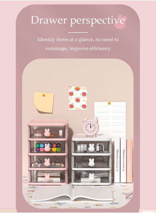 DUNISO Desk Organizer with Drawers,Multifunction Desk Organizer, Stackable Plastic Drawers Organizer,Desktop Storage for Office Supplies Great for Office School Home Vanity Etc(White & 4 Drawers)  - Image 5