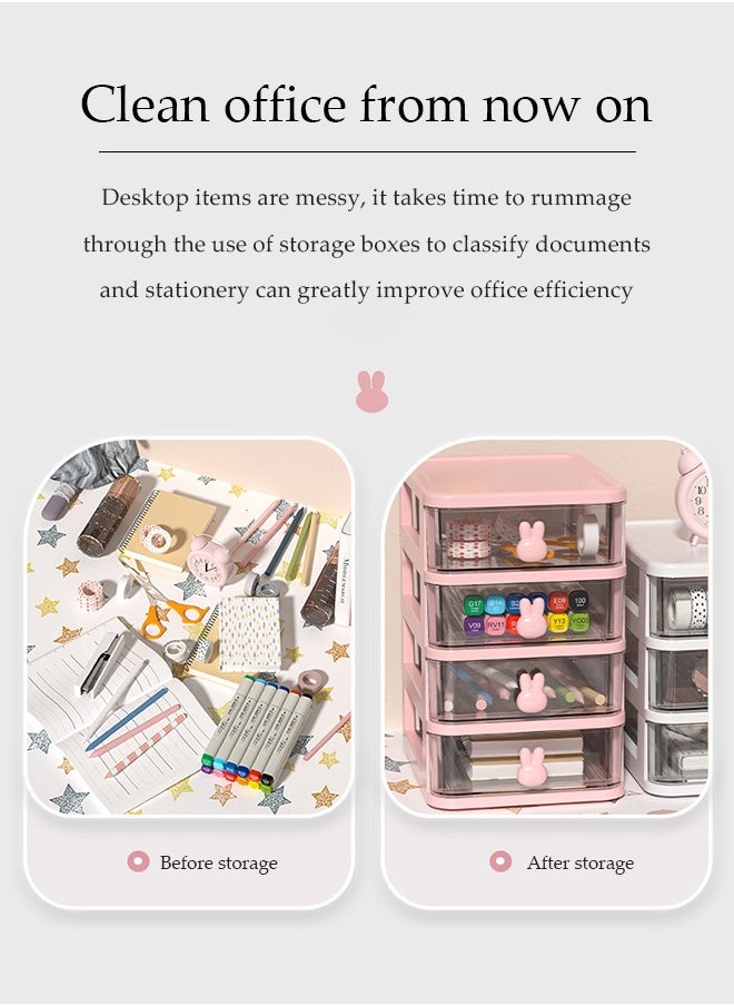 DUNISO Desk Organizer with Drawers,Multifunction Desk Organizer, Stackable Plastic Drawers Organizer,Desktop Storage for Office Supplies Great for Office School Home Vanity Etc(White & 4 Drawers)  - Image 4