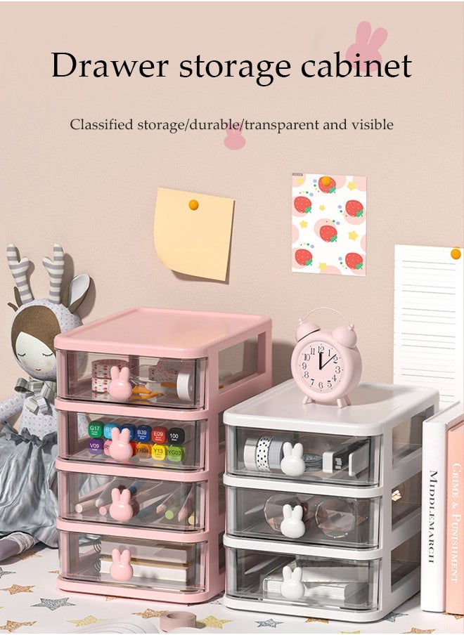 DUNISO Desk Organizer with Drawers,Multifunction Desk Organizer, Stackable Plastic Drawers Organizer,Desktop Storage for Office Supplies Great for Office School Home Vanity Etc(White & 4 Drawers)  - Image 3