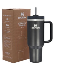Stanley Quencher H2.0 FlowState Vacuum Insulated Tumbler 40oz Black – Stainless Steel Travel Mug with Lid & Straw – Double-Wall Leakproof Flask – Keeps Drinks Hot for 7 Hours, Cold for 24 Hours – Reusable, Portable Thermos for Coffee, Tea, Water, Juice & Smoothies  - Image 1