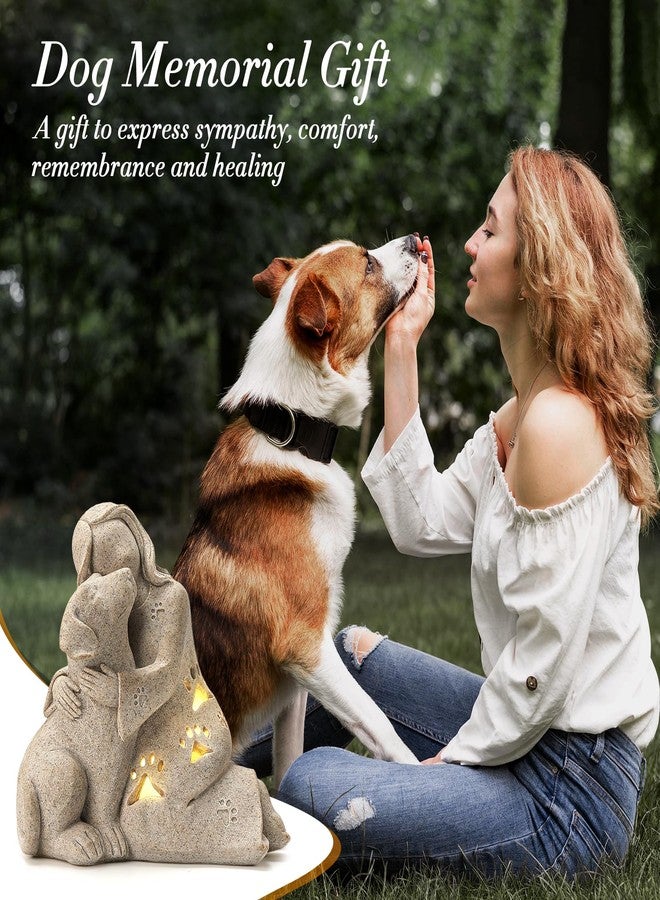 INLOMEM Dog Memorial Gift, Granite Sculpture, Hand-Sculpted Resin Pet Loss Sympathy Gift with LED Candle Holder, Home Decor for Pet Owners - Image 2