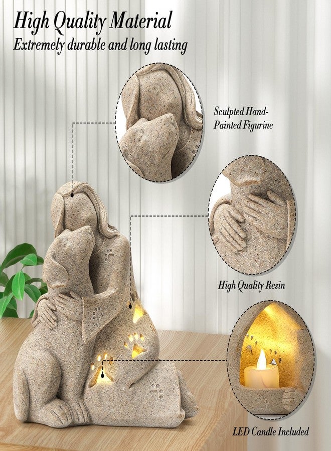 INLOMEM Dog Memorial Gift, Granite Sculpture, Hand-Sculpted Resin Pet Loss Sympathy Gift with LED Candle Holder, Home Decor for Pet Owners - Image 3