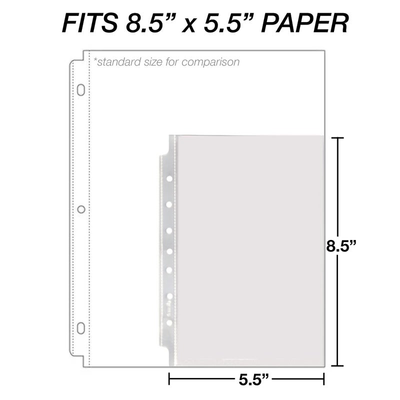Samsill Mini Sheet Protectors 200 Pack, 5.5 x 8.5 Inch Page Protectors for Mini 3 Ring Binder, Heavy Duty, Clear Protector Sheets, 7 Hole, Top Loading, Acid Free - Image 2