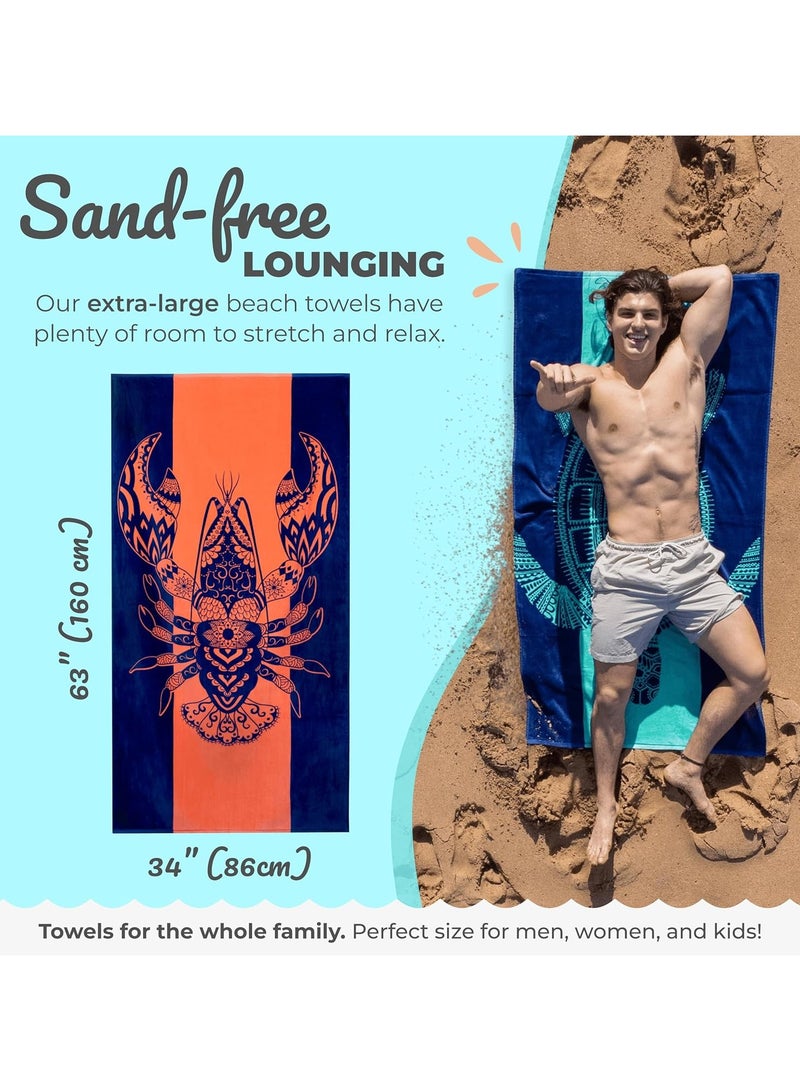 Oversized Beach Towel with A Cute Design, Quick Dry for Beach, Pool, Bath or Picnic Extra Large, XL (160x86 cm) Thick, Portable, Lightweight, High Absorbent for Adults Mens Women - Image 3