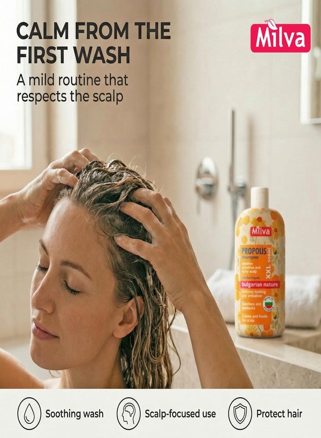 Milva Itchy Scalp Shampoo with Propolis - 6.7 Fl Oz Honey Bee Propolis Shampoo - Itchy Scalp Treatment & Anti Dandruff - Strengthens, Prevents Breakage & Protects Hair - Made in Bulgaria - 200ml - Image 3