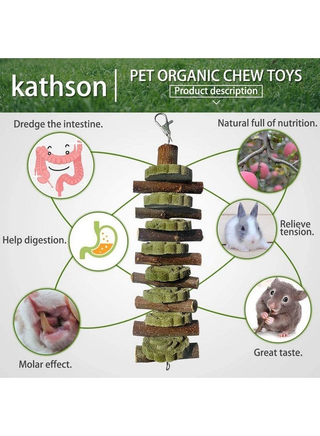كاثسون ألعاب مضغ الأرانب من كاثسون، 4 قطع، لطحن الأسنان، ومكافآت شينشيلا، وأعواد خيزران عضوية، وأغصان من خشب الفاكهة الطبيعي للأرانب وخنازير غينيا والهامستر (أعواد من خشب الفاكهة + كعك البرسيم) - Image 3