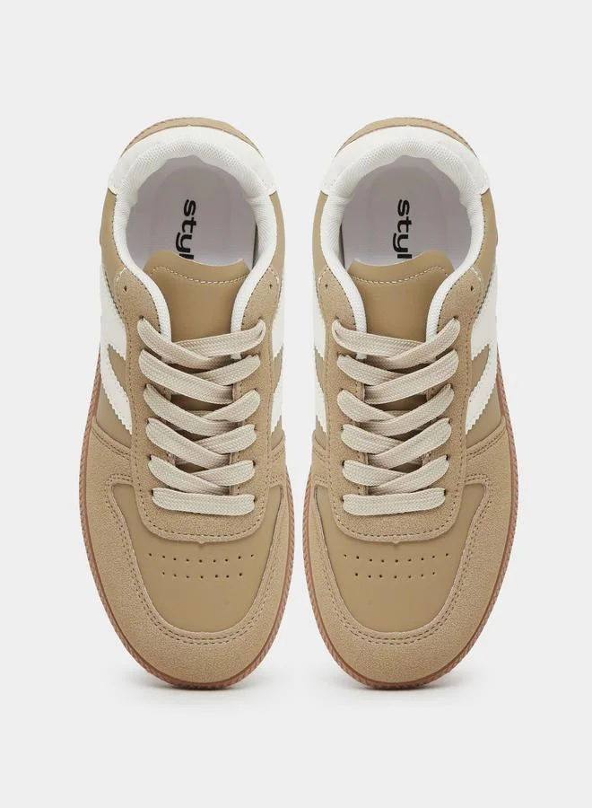 Styli Styli Panelled Lace Up Sneakers