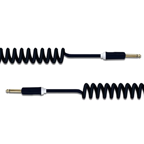 Aestivate 16ft/5m Coiled Guitar Cable Electric Instrument Cable Curly Instrument Cable Stretchable Straight to Straight Dual Straight Plugs(Black) - Image 3