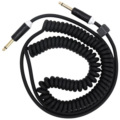 Aestivate 16ft/5m Coiled Guitar Cable Electric Instrument Cable Curly Instrument Cable Stretchable Straight to Straight Dual Straight Plugs(Black) - Image 1
