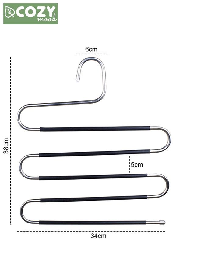 COZY mood S Shaped 5 Layer Metal Pant Hanger with Grip Stainless Steel Multilayer 8 pcs - Image 3