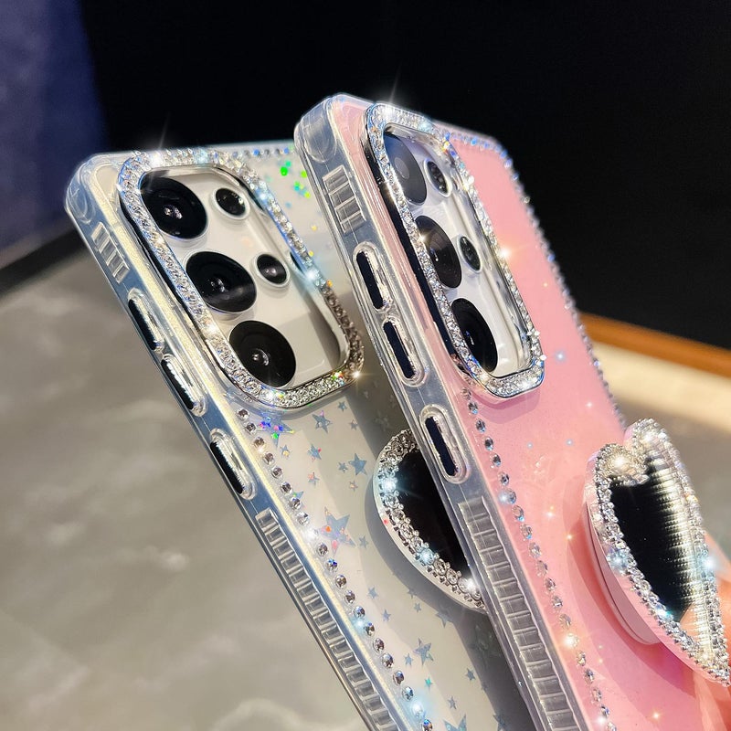 إيروريكس جراب هاتف Samsung Galaxy A56 5G بحامل مرآة لامع ماسي (شفاف) - Image 5