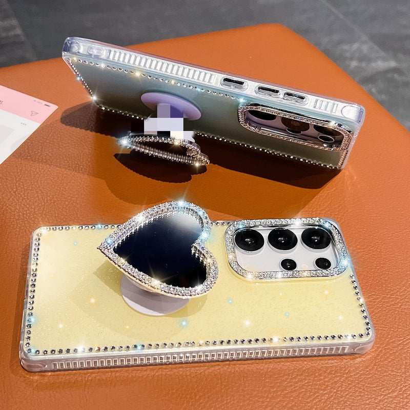 إيروريكس جراب هاتف Samsung Galaxy A56 5G بحامل مرآة لامع ماسي (شفاف) - Image 2