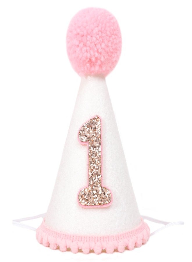 HIKLO Pink First Birthday Party Crown for Baby Girls - Blush 1st Birthday Hat - Image 1