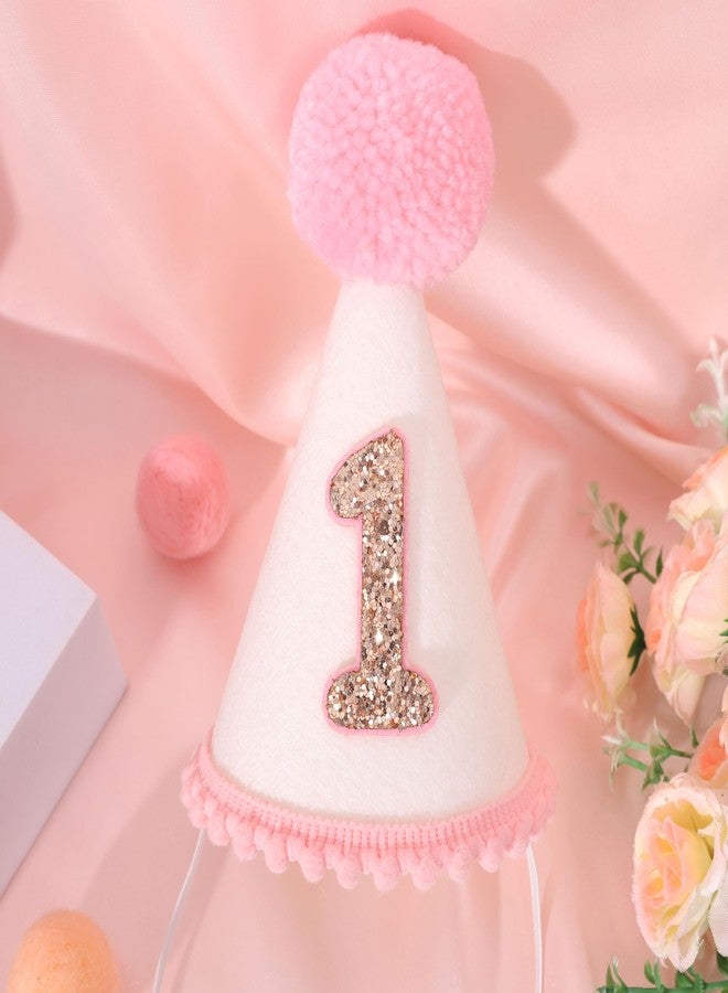 HIKLO Pink First Birthday Party Crown for Baby Girls - Blush 1st Birthday Hat - Image 4
